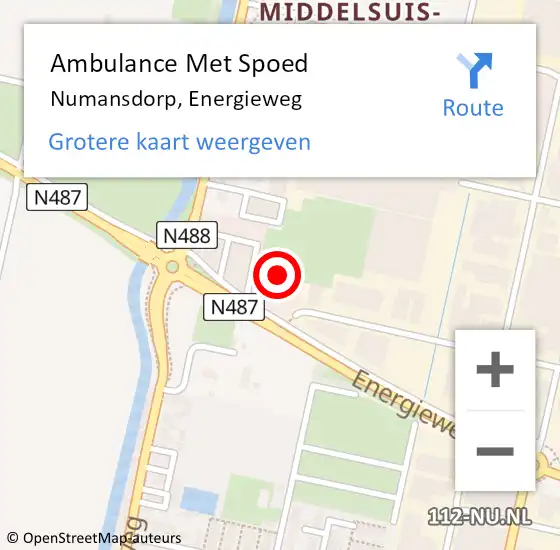 Locatie op kaart van de 112 melding: Ambulance Met Spoed Naar Numansdorp, Energieweg op 2 november 2021 12:08