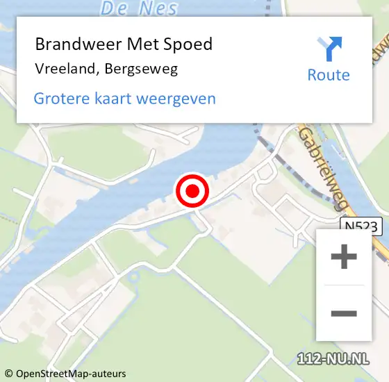 Locatie op kaart van de 112 melding: Brandweer Met Spoed Naar Vreeland, Bergseweg op 2 november 2021 12:54