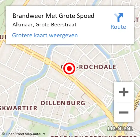 Locatie op kaart van de 112 melding: Brandweer Met Grote Spoed Naar Alkmaar, Grote Beerstraat op 2 november 2021 13:01