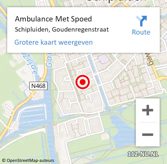 Locatie op kaart van de 112 melding: Ambulance Met Spoed Naar Schipluiden, Goudenregenstraat op 2 november 2021 13:18