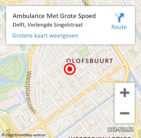 Locatie op kaart van de 112 melding: Ambulance Met Grote Spoed Naar Delft, Verlengde Singelstraat op 2 november 2021 13:19