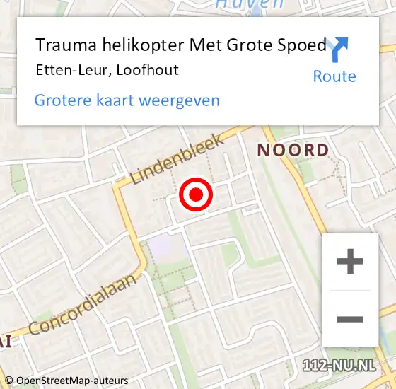 Locatie op kaart van de 112 melding: Trauma helikopter Met Grote Spoed Naar Etten-Leur, Loofhout op 2 november 2021 13:20