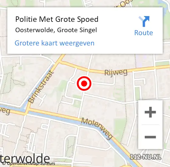 Locatie op kaart van de 112 melding: Politie Met Grote Spoed Naar Oosterwolde, Groote Singel op 2 november 2021 14:47