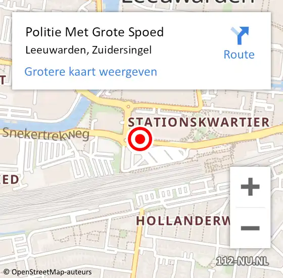 Locatie op kaart van de 112 melding: Politie Met Grote Spoed Naar Leeuwarden, Zuidersingel op 2 november 2021 15:15