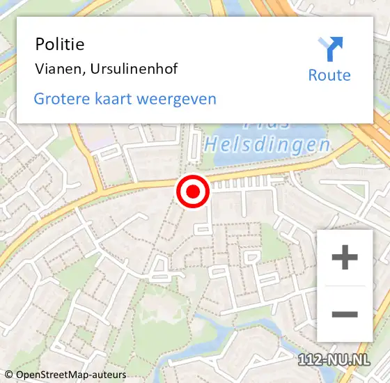 Locatie op kaart van de 112 melding: Politie Vianen, Ursulinenhof op 2 november 2021 15:17