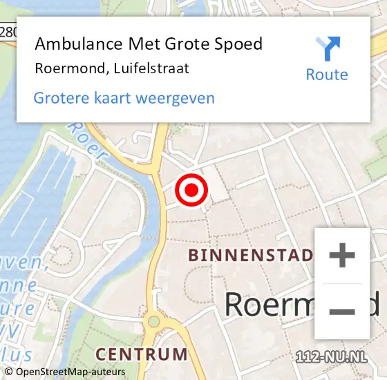 Locatie op kaart van de 112 melding: Ambulance Met Grote Spoed Naar Roermond, Luifelstraat op 2 november 2021 15:26