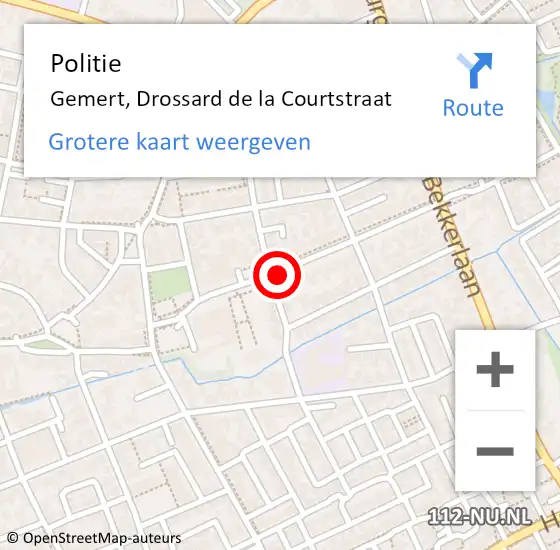 Locatie op kaart van de 112 melding: Politie Gemert, Drossard de la Courtstraat op 2 november 2021 15:44