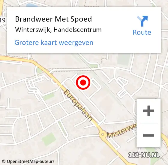 Locatie op kaart van de 112 melding: Brandweer Met Spoed Naar Winterswijk, Handelscentrum op 2 november 2021 15:51