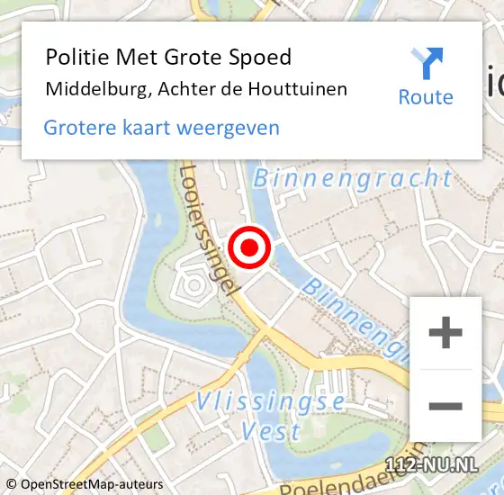 Locatie op kaart van de 112 melding: Politie Met Grote Spoed Naar Middelburg, Achter de Houttuinen op 2 november 2021 15:52