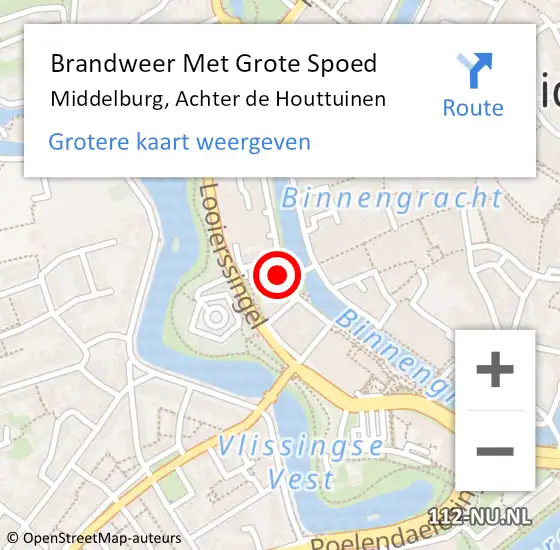 Locatie op kaart van de 112 melding: Brandweer Met Grote Spoed Naar Middelburg, Achter de Houttuinen op 2 november 2021 15:53