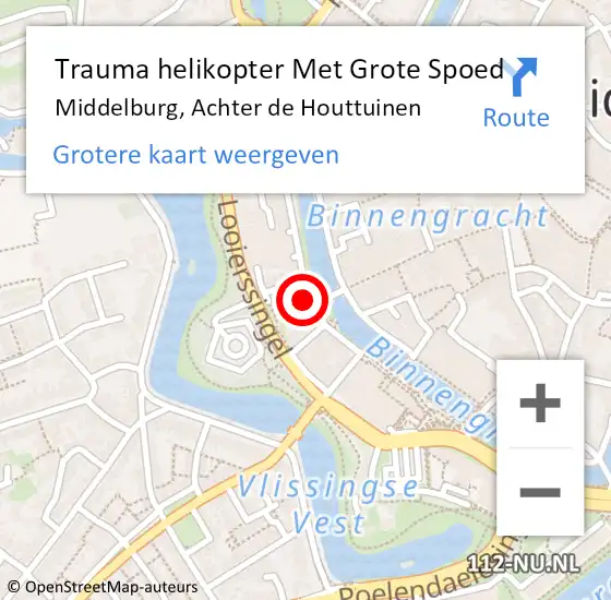 Locatie op kaart van de 112 melding: Trauma helikopter Met Grote Spoed Naar Middelburg, Achter de Houttuinen op 2 november 2021 15:54