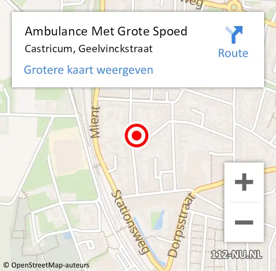 Locatie op kaart van de 112 melding: Ambulance Met Grote Spoed Naar Castricum, Geelvinckstraat op 2 november 2021 15:57