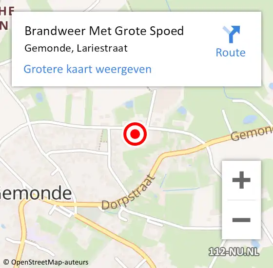 Locatie op kaart van de 112 melding: Brandweer Met Grote Spoed Naar Gemonde, Lariestraat op 2 november 2021 16:12