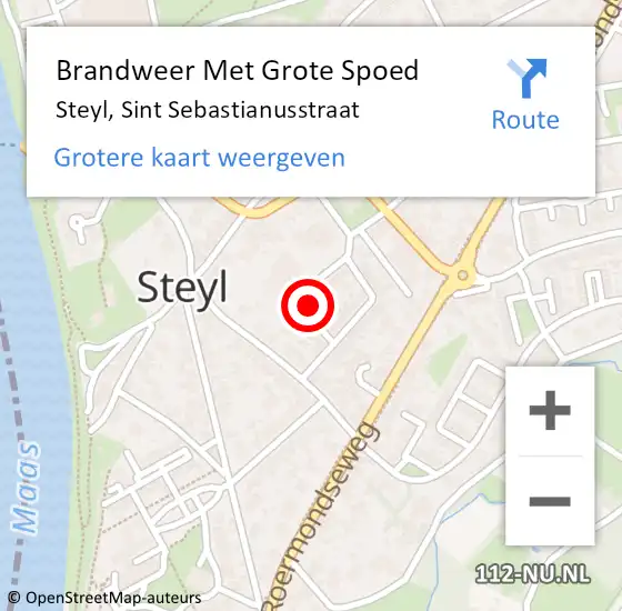 Locatie op kaart van de 112 melding: Brandweer Met Grote Spoed Naar Steyl, Sint Sebastianusstraat op 2 november 2021 16:33