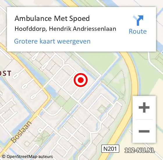 Locatie op kaart van de 112 melding: Ambulance Met Spoed Naar Hoofddorp, Hendrik Andriessenlaan op 2 november 2021 16:36