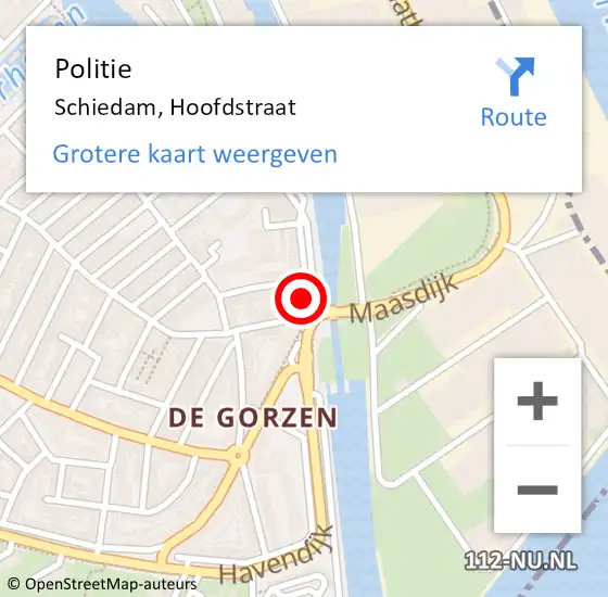 Locatie op kaart van de 112 melding: Politie Schiedam, Hoofdstraat op 2 november 2021 16:52