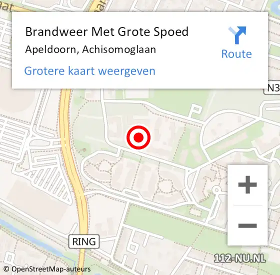 Locatie op kaart van de 112 melding: Brandweer Met Grote Spoed Naar Apeldoorn, Achisomoglaan op 2 november 2021 16:53