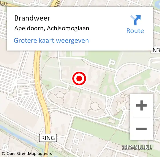 Locatie op kaart van de 112 melding: Brandweer Apeldoorn, Achisomoglaan op 2 november 2021 16:54