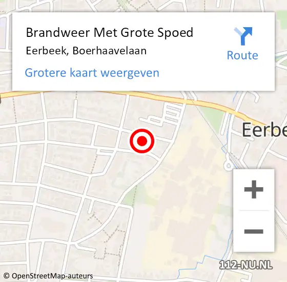 Locatie op kaart van de 112 melding: Brandweer Met Grote Spoed Naar Eerbeek, Boerhaavelaan op 2 november 2021 17:03