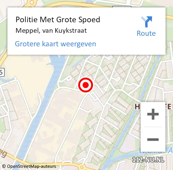 Locatie op kaart van de 112 melding: Politie Met Grote Spoed Naar Meppel, van Kuykstraat op 2 november 2021 17:03