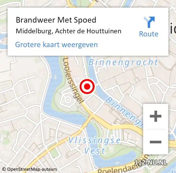 Locatie op kaart van de 112 melding: Brandweer Met Spoed Naar Middelburg, Achter de Houttuinen op 2 november 2021 17:13