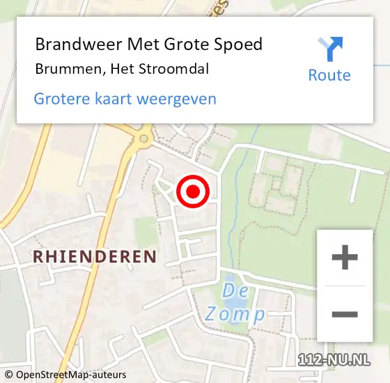 Locatie op kaart van de 112 melding: Brandweer Met Grote Spoed Naar Brummen, Het Stroomdal op 2 november 2021 17:18