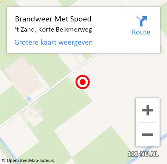 Locatie op kaart van de 112 melding: Brandweer Met Spoed Naar 't Zand, Korte Belkmerweg op 2 november 2021 17:23