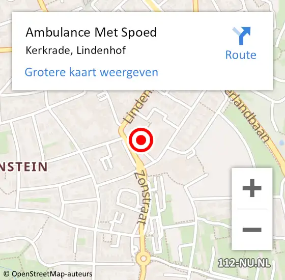 Locatie op kaart van de 112 melding: Ambulance Met Spoed Naar Kerkrade, Lindenhof op 2 november 2021 17:29