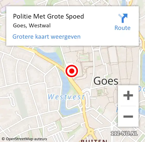 Locatie op kaart van de 112 melding: Politie Met Grote Spoed Naar Goes, Westwal op 2 november 2021 17:35