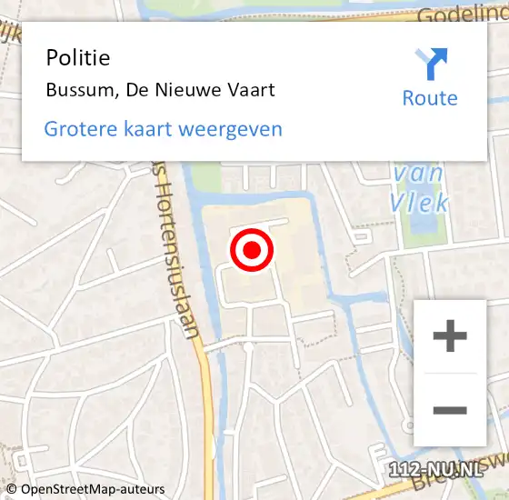 Locatie op kaart van de 112 melding: Politie Bussum, De Nieuwe Vaart op 2 november 2021 17:38