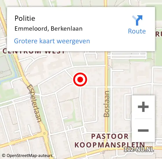 Locatie op kaart van de 112 melding: Politie Emmeloord, Berkenlaan op 2 november 2021 17:41