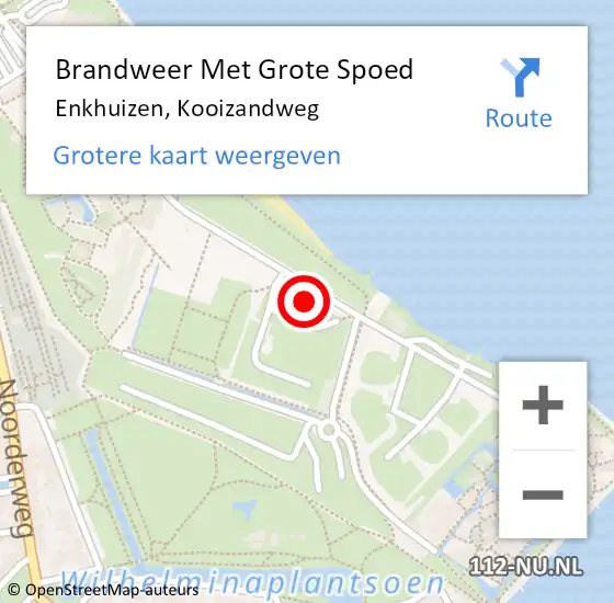 Locatie op kaart van de 112 melding: Brandweer Met Grote Spoed Naar Enkhuizen, Kooizandweg op 2 november 2021 17:42