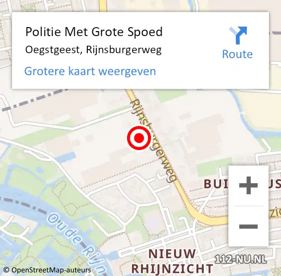 Locatie op kaart van de 112 melding: Politie Met Grote Spoed Naar Oegstgeest, Rijnsburgerweg op 2 november 2021 17:50