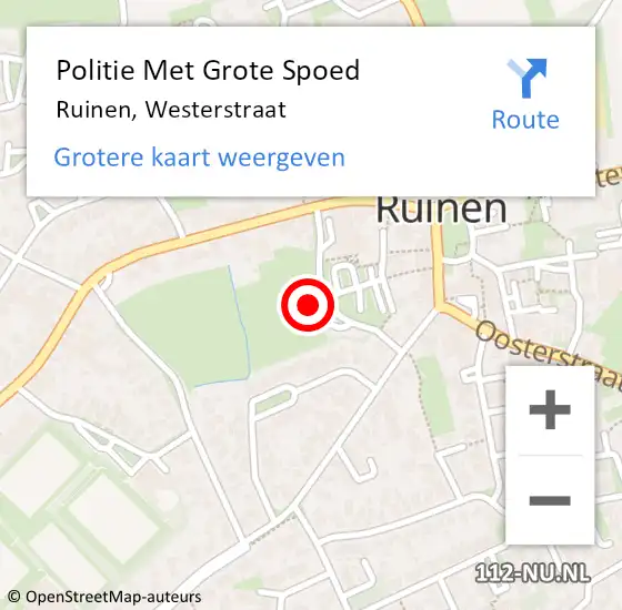 Locatie op kaart van de 112 melding: Politie Met Grote Spoed Naar Ruinen, Westerstraat op 2 november 2021 18:07