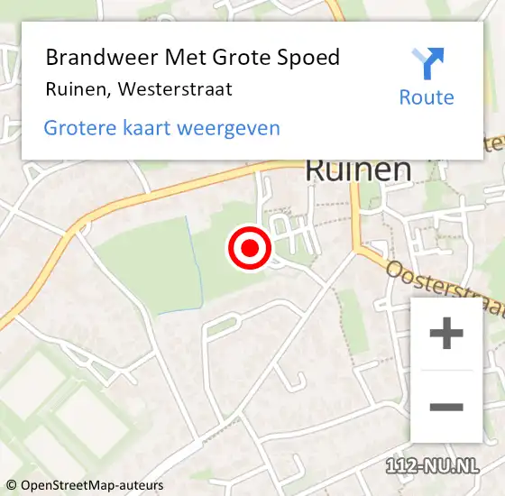 Locatie op kaart van de 112 melding: Brandweer Met Grote Spoed Naar Ruinen, Westerstraat op 2 november 2021 18:08