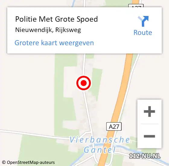 Locatie op kaart van de 112 melding: Politie Met Grote Spoed Naar Nieuwendijk, Rijksweg op 2 november 2021 18:10