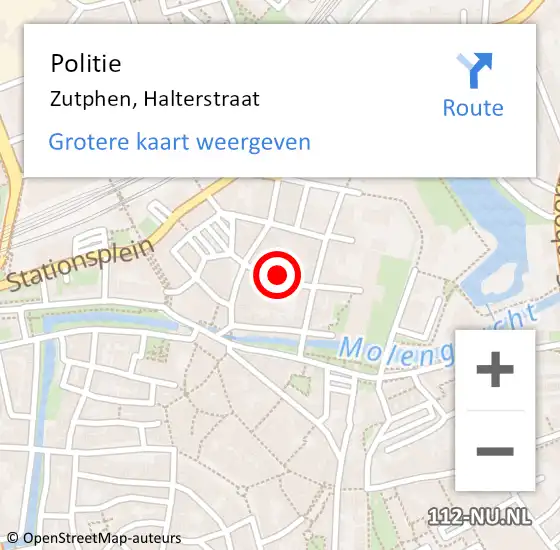 Locatie op kaart van de 112 melding: Politie Zutphen, Halterstraat op 2 november 2021 18:22