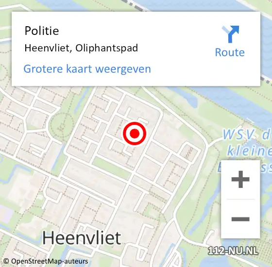 Locatie op kaart van de 112 melding: Politie Heenvliet, Oliphantspad op 2 november 2021 18:36