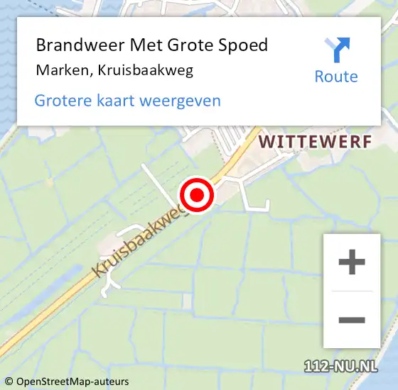 Locatie op kaart van de 112 melding: Brandweer Met Grote Spoed Naar Marken, Kruisbaakweg op 2 november 2021 18:37