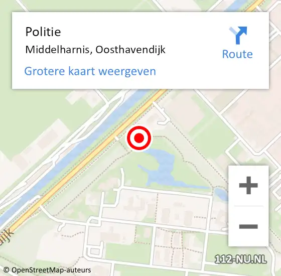 Locatie op kaart van de 112 melding: Politie Middelharnis, Oosthavendijk op 2 november 2021 19:18