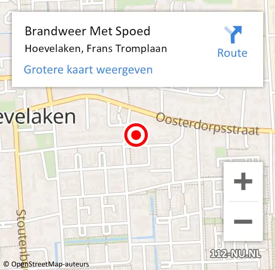 Locatie op kaart van de 112 melding: Brandweer Met Spoed Naar Hoevelaken, Frans Tromplaan op 2 november 2021 19:28