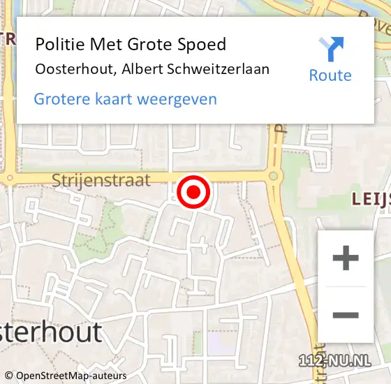 Locatie op kaart van de 112 melding: Politie Met Grote Spoed Naar Oosterhout, Albert Schweitzerlaan op 2 november 2021 19:29