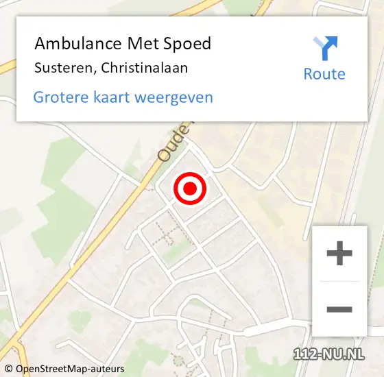 Locatie op kaart van de 112 melding: Ambulance Met Spoed Naar Susteren, Christinalaan op 2 november 2021 19:41