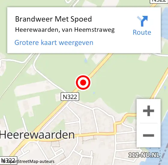 Locatie op kaart van de 112 melding: Brandweer Met Spoed Naar Heerewaarden, van Heemstraweg op 2 november 2021 19:41