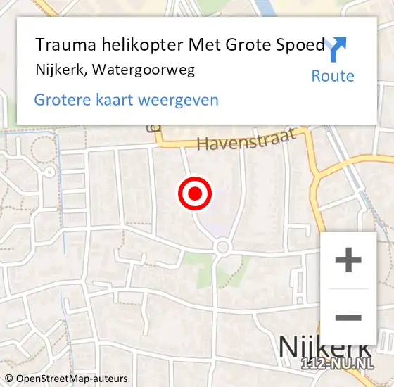 Locatie op kaart van de 112 melding: Trauma helikopter Met Grote Spoed Naar Nijkerk, Watergoorweg op 2 november 2021 19:42