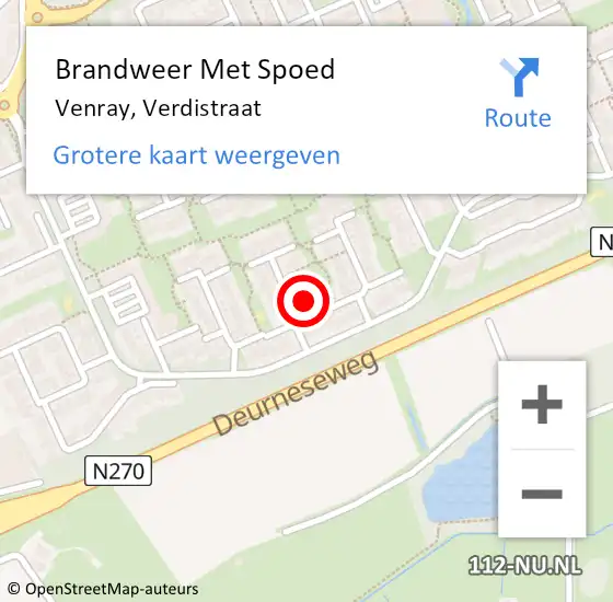 Locatie op kaart van de 112 melding: Brandweer Met Spoed Naar Venray, Verdistraat op 2 november 2021 20:01