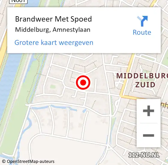 Locatie op kaart van de 112 melding: Brandweer Met Spoed Naar Middelburg, Amnestylaan op 2 november 2021 20:16