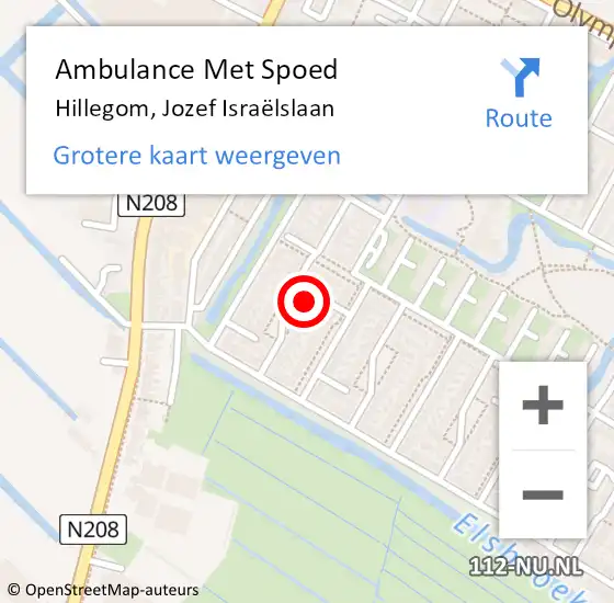 Locatie op kaart van de 112 melding: Ambulance Met Spoed Naar Hillegom, Jozef Israëlslaan op 2 november 2021 20:25
