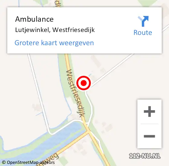 Locatie op kaart van de 112 melding: Ambulance Lutjewinkel, Westfriesedijk op 2 november 2021 20:41