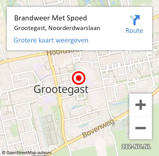 Locatie op kaart van de 112 melding: Brandweer Met Spoed Naar Grootegast, Noorderdwarslaan op 2 november 2021 21:02